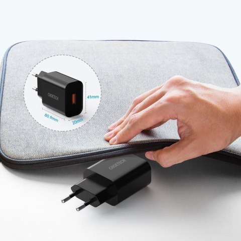 Szybka ładowarka sieciowa QuickCharge 3.0 18W 3A + kabel USB 1m czarny Szybka ładowarka sieciowa QuickCharge 3.0 18W 3A + kabel USB 1m czarny