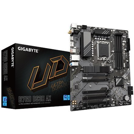 Gigabyte B760 DS3H AX 1.x M/B Rodzina procesorów Intel, Gniazdo procesora LGA1700, DDR5 DIMM, Gniazda pamięci 4, Obsługiwane int