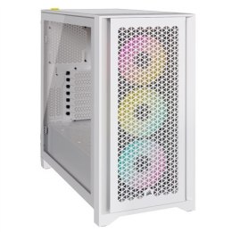 Obudowa PC Corsair Tempered Glass iCUE 4000D RGB AIRFLOW Okno boczne, Biały, Mid-Tower, Zasilacz w zestawie Nie