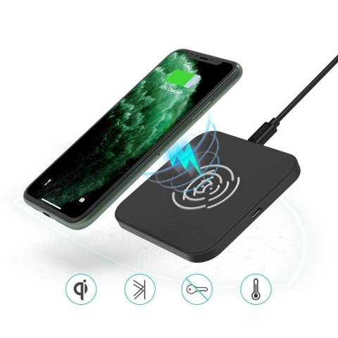 Ładowarka bezprzewodowa Qi 10W do telefonu i słuchawek czarny Ładowarka bezprzewodowa Qi 10W do telefonu i słuchawek czarny