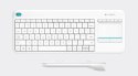 Logitech K400 Plus Klawiatura z gładzikiem, bezprzewodowa, NL, 380 g, port USB, biała