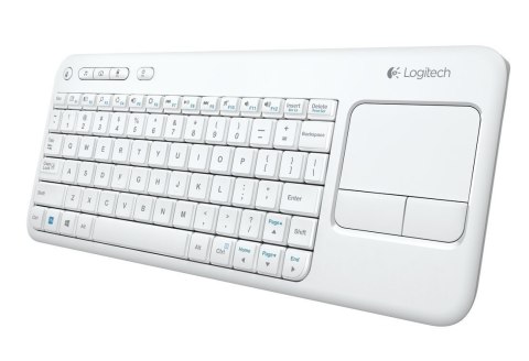 Logitech K400 Plus Klawiatura z gładzikiem, bezprzewodowa, NL, 380 g, port USB, biała Logitech K400 Plus Klawiatura z gładzikiem, bezprzewodowa, NL, 380 g, port USB, biała