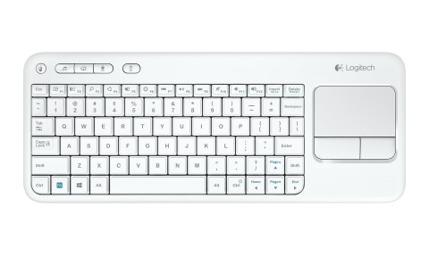 Logitech K400 Plus Klawiatura z gładzikiem, bezprzewodowa, NL, 380 g, port USB, biała Logitech K400 Plus Klawiatura z gładzikiem, bezprzewodowa, NL, 380 g, port USB, biała