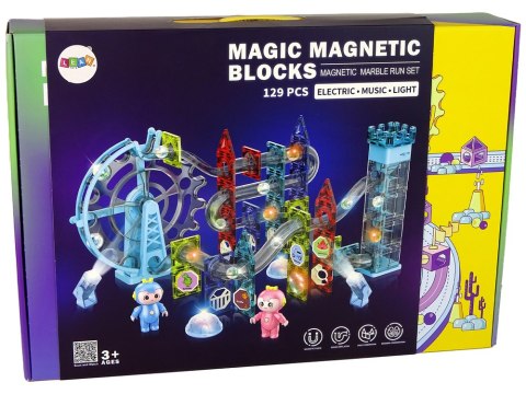 Świecąca Zjeżdżalnia Dla Kulek Klocki Magnetyczne Winda Diabelskie Koło 129 Elementów Świecąca Zjeżdżalnia Dla Kulek Klocki Magnetyczne Winda Diabelskie Koło 129 Elementów