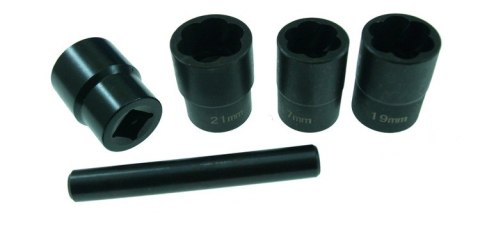 Nasadki do uszkodzonych śrub 17-22 mm + wybijak Nasadki do uszkodzonych śrub 17-22 mm + wybijak