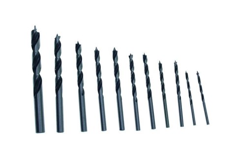 Wiertła do drewna, Komplet 3-10 mm, 11 sztuk Wiertła do drewna, Komplet 3-10 mm, 11 sztuk