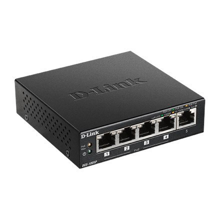 D-Link Switch DGS-1005P Unmanaged, Desktop, 1 Gbps (RJ-45) ports quantity 5, PoE ports quantity 4, Power supply type External