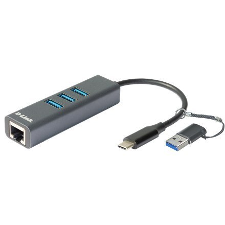 Adapter D-Link z USB-C/USB na Gigabit Ethernet z 3 portami USB 3.0 DUB-2332 Adapter D-Link z USB-C/USB na Gigabit Ethernet z 3 portami USB 3.0 DUB-2332