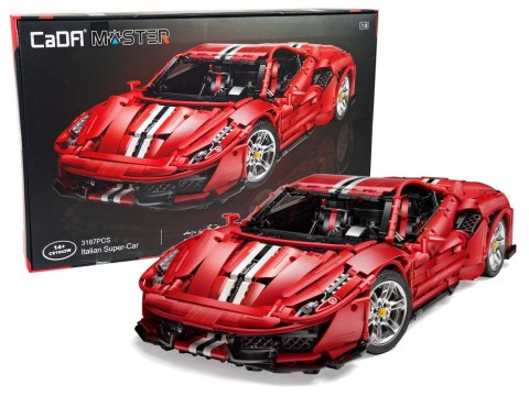 Klocki Konstrukcyjne Auto Sportowe Czerwone CADA 3187 Elementów Klocki Konstrukcyjne Auto Sportowe Czerwone CADA 3187 Elementów
