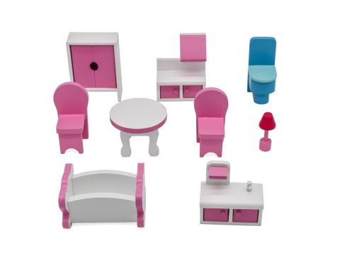 Domek dla lalek Drewniany Villa Bianka Mebelki 70 cm Domek dla lalek Drewniany Villa Bianka Mebelki 70 cm