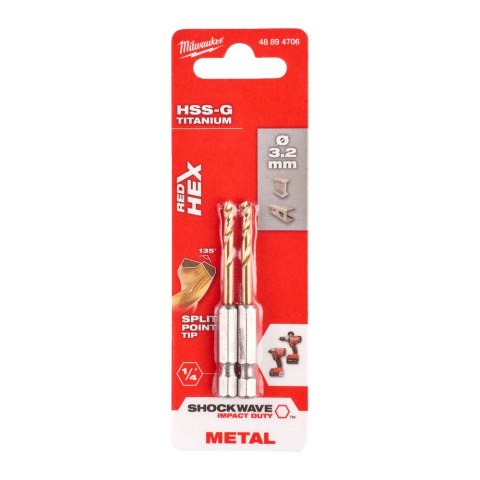 WIERTŁO DO METALU HSS-G TIN 3.2MM 2 SZT. WIERTŁO DO METALU HSS-G TIN 3.2MM 2 SZT.