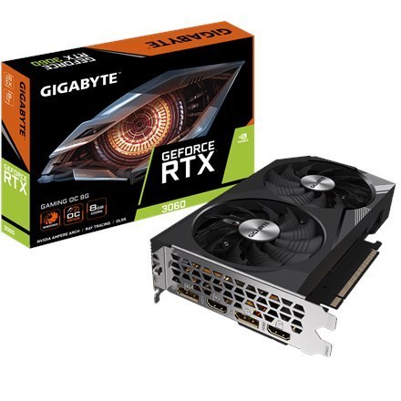 Gigabyte GV-N3060GAMING OC-8GD 1.0 NVIDIA, 8 GB, GeForce RTX 3060, GDDR6, PCI-E 4.0, Ilość portów HDMI 2, Taktowanie pamięci 150 Gigabyte GV-N3060GAMING OC-8GD 1.0 NVIDIA, 8 GB, GeForce RTX 3060, GDDR6, PCI-E 4.0, Ilość portów HDMI 2, Taktowanie pamięci 150