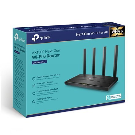 TP-LINK Wi-Fi 6 Router Archer AX12 802.11ax, 300+1201 Mbit/s, 10/100/1000 Mbit/s, Ethernet LAN (RJ-45) portów 3, MU-MiMO Nie, Ty TP-LINK Wi-Fi 6 Router Archer AX12 802.11ax, 300+1201 Mbit/s, 10/100/1000 Mbit/s, Ethernet LAN (RJ-45) portów 3, MU-MiMO Nie, Ty