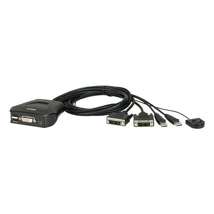 2-portowy przewodowy przełącznik KVM USB DVI firmy Aten z funkcją zdalnego wyboru portów 2-portowy przewodowy przełącznik KVM USB DVI firmy Aten z funkcją zdalnego wyboru portów