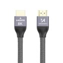 Kabel przewód HDMI 2.1 8K 60 Hz 48 Gbps 4K 120 Hz 2K 144 Hz 1 m srebrny