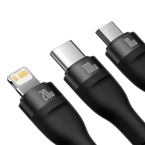Flash Series II kabel USB-C Iphone Lightning microUSB 100W 1.5m czarny Flash Series II kabel USB-C Iphone Lightning microUSB 100W 1.5m czarny