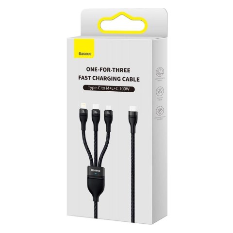 Flash Series II kabel USB-C Iphone Lightning microUSB 100W 1.5m czarny Flash Series II kabel USB-C Iphone Lightning microUSB 100W 1.5m czarny