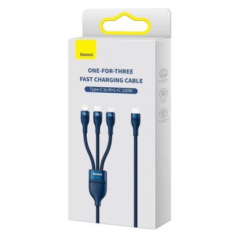 Flash Series II kabel USB-C USB Typ A Iphone Lightning microUSB 100W 1.5m niebieski Flash Series II kabel USB-C USB Typ A Iphone Lightning microUSB 100W 1.5m niebieski