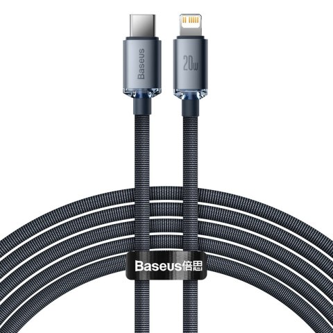 Kabel przewód do szybkiego ładowania i transferu danych USB-C Iphone Lightning 20W 2m czarny Kabel przewód do szybkiego ładowania i transferu danych USB-C Iphone Lightning 20W 2m czarny