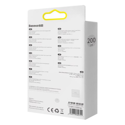Kabel przewód do szybkiego ładowania i transferu danych USB-C Iphone Lightning 20W 2m czarny Kabel przewód do szybkiego ładowania i transferu danych USB-C Iphone Lightning 20W 2m czarny