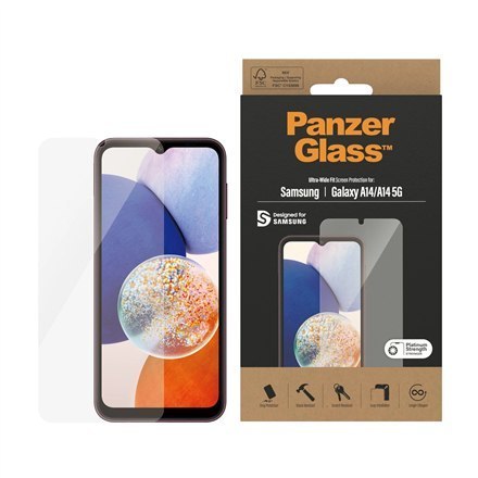 Zabezpieczenie ekranu PanzerGlass Ultra Wide Fit, Samsung, Galaxy A14/A14 5G, Przezroczyste Zabezpieczenie ekranu PanzerGlass Ultra Wide Fit, Samsung, Galaxy A14/A14 5G, Przezroczyste
