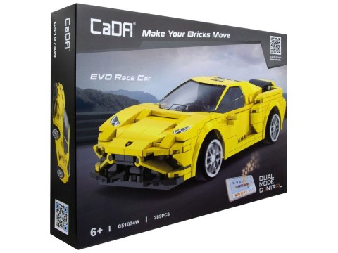 Klocki Konstrukcyjne Auto Sportowe EVO Race Car Żółte R/C 289 Elementów CADA Klocki Konstrukcyjne Auto Sportowe EVO Race Car Żółte R/C 289 Elementów CADA