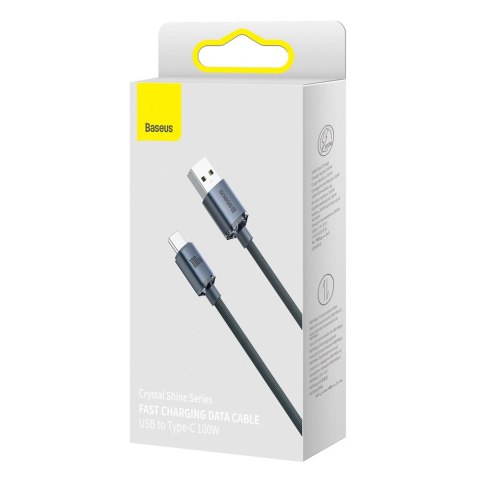 Kabel przewód do szybkiego ładowania i transferu danych USB USB-C 100W 2m czarny Kabel przewód do szybkiego ładowania i transferu danych USB USB-C 100W 2m czarny
