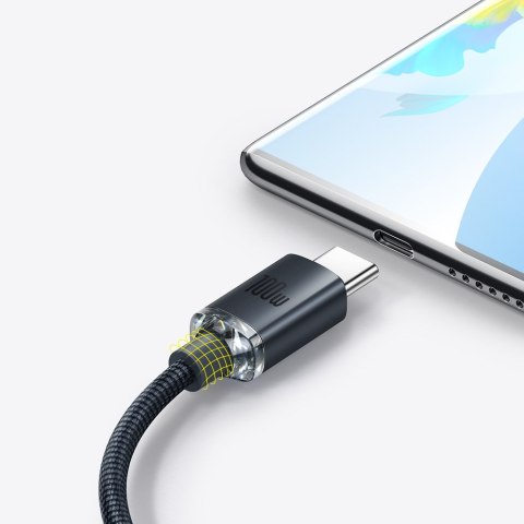 Kabel przewód do szybkiego ładowania i transferu danych USB USB-C 100W 2m czarny Kabel przewód do szybkiego ładowania i transferu danych USB USB-C 100W 2m czarny