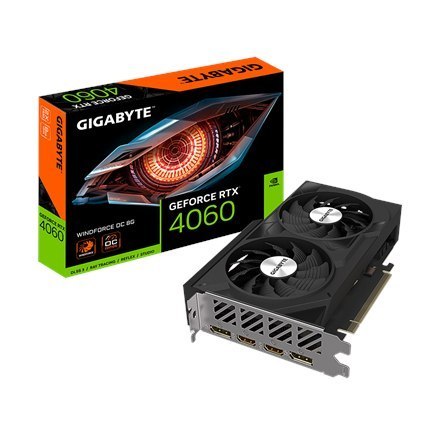 Gigabyte GV-N4060WF2OC-8GD 1.0 NVIDIA, 8 GB, GeForce RTX 4060, GDDR6, PCI-E 4.0, Ilość portów HDMI 2, Taktowanie pamięci 17000 M Gigabyte GV-N4060WF2OC-8GD 1.0 NVIDIA, 8 GB, GeForce RTX 4060, GDDR6, PCI-E 4.0, Ilość portów HDMI 2, Taktowanie pamięci 17000 M
