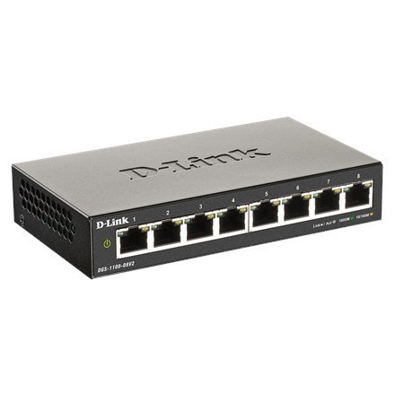 D-Link Smart Gigabit Ethernet Switch DGS-110-08V2 Zarządzany, Desktop, Typ zasilania zewnętrzny, Porty Ethernet LAN (RJ-45) 8