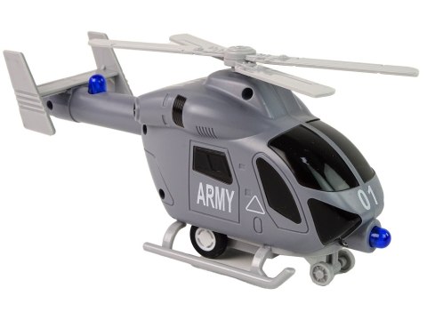 Helikopter Wojskowy Szary Dźwięk Światła Śmigła Helikopter Wojskowy Szary Dźwięk Światła Śmigła