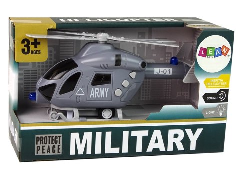 Helikopter Wojskowy Szary Dźwięk Światła Śmigła Helikopter Wojskowy Szary Dźwięk Światła Śmigła