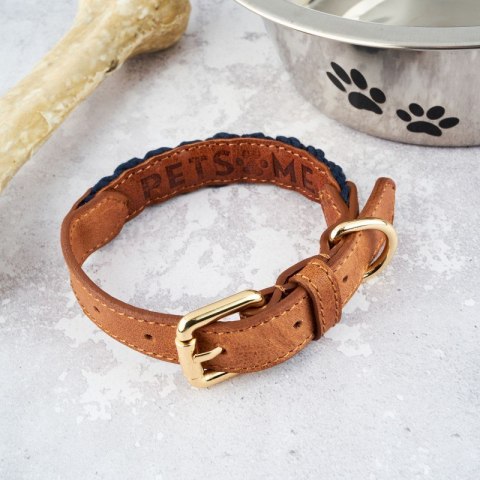 MODNA SKÓRZANA OBROŻA DLA PSA ROZM. S PETSOME PLECIONA 12P07S