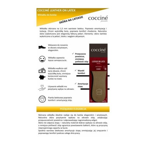 WKŁADKI SKÓRZANE DO BUTÓW LEATHER ON LATEX COCCINE r.46 103073