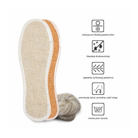 NATURALNE WKŁADKI EKO LEN NA KORKU rozm. 37-38