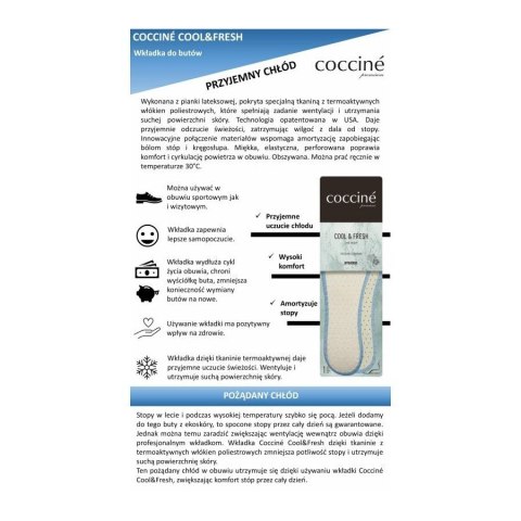 WKŁADKI DO BUTÓW COCCINE COOL&FRESH r.37