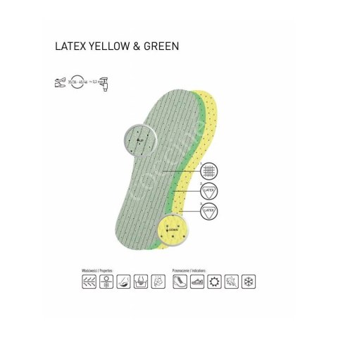 WKŁADKI DO BUTÓW LATEX YELLOW&GREEN COCCINE r.43-44