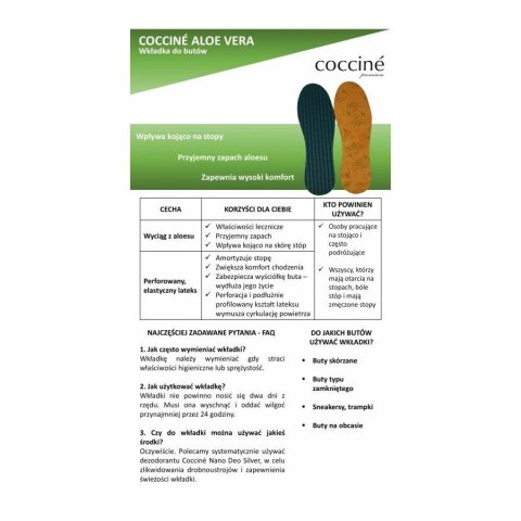 WKŁADKI LATEKSOWE Z ALOESEM COCCINE ALOE VERA r.36 WKŁADKI LATEKSOWE Z ALOESEM COCCINE ALOE VERA r.36