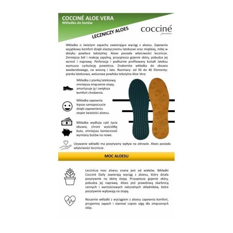 WKŁADKI LATEKSOWE Z ALOESEM COCCINE ALOE VERA r.39 WKŁADKI LATEKSOWE Z ALOESEM COCCINE ALOE VERA r.39