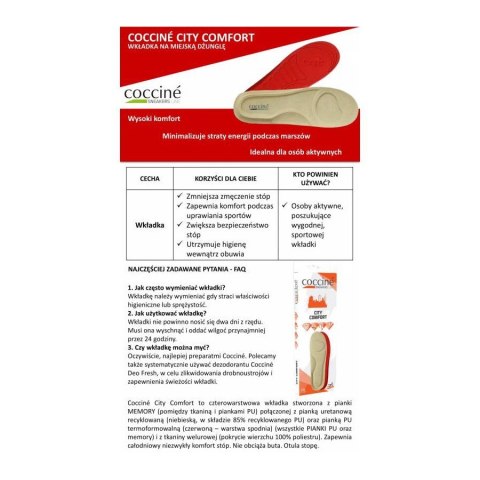 WKŁADKI DO BUTÓW ZWIĘKSZAJĄCE KOMFORT CHODZENIA CITY COMFORT R 44-47 WKŁADKI DO BUTÓW ZWIĘKSZAJĄCE KOMFORT CHODZENIA CITY COMFORT R 44-47