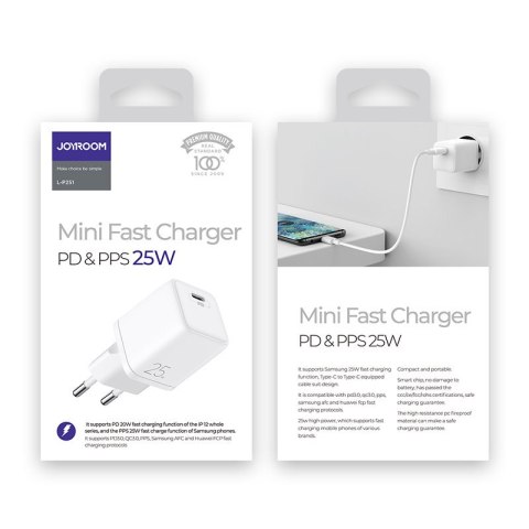 Mała szybka ładowarka zasilacz USB-C PD 5-12V 25W - biały Mała szybka ładowarka zasilacz USB-C PD 5-12V 25W - biały