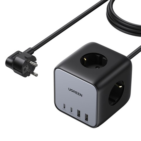 Ładowarka listwa zasilająca AC 240V GaN 2x USB-C 2x USB-A 3x AC 240V - czarna Ładowarka listwa zasilająca AC 240V GaN 2x USB-C 2x USB-A 3x AC 240V - czarna
