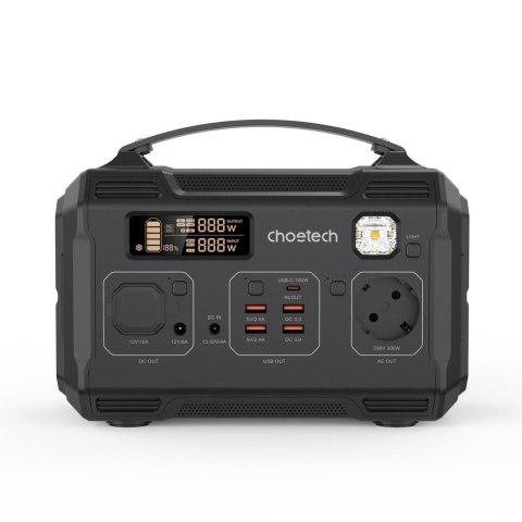 Przenośna turystyczna stacja zasilania powerbank 281Wh 300W LED - czarna Przenośna turystyczna stacja zasilania powerbank 281Wh 300W LED - czarna