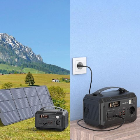 Przenośna turystyczna stacja zasilania powerbank 281Wh 300W LED - czarna Przenośna turystyczna stacja zasilania powerbank 281Wh 300W LED - czarna