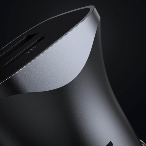 Szybka ładowarka samochodowa USB-A i USB-C 30W PD PPS - szara Szybka ładowarka samochodowa USB-A i USB-C 30W PD PPS - szara