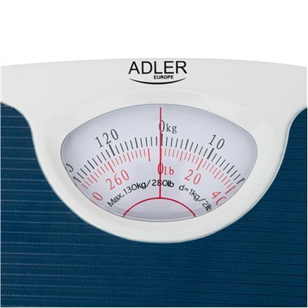 Adler Mechaniczna waga łazienkowa AD 8151b Maksymalna waga (nośność) 130 kg, Dokładność 1000 g, Niebieski/Biały Adler Mechaniczna waga łazienkowa AD 8151b Maksymalna waga (nośność) 130 kg, Dokładność 1000 g, Niebieski/Biały