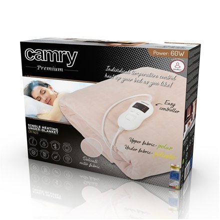 Camry Electric blanket CR 7423 Number of heating levels 8, Number of persons 1, Washable, Coral fleece, 60 W, Beige Camry Electric blanket CR 7423 Number of heating levels 8, Number of persons 1, Washable, Coral fleece, 60 W, Beige