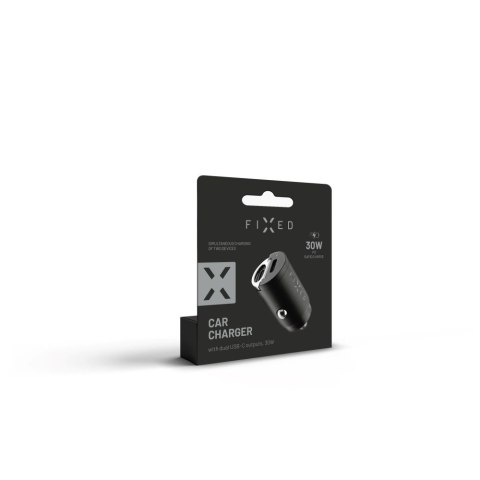 FIXED Podwójna ładowarka samochodowa USB-C 30 W, czarna FIXED Podwójna ładowarka samochodowa USB-C 30 W, czarna