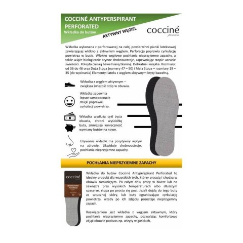 WKŁADKI DO BUTÓW PRZECIWPOTLIWE PERFOROWANE COCCINE r.39 WKŁADKI DO BUTÓW PRZECIWPOTLIWE PERFOROWANE COCCINE r.39