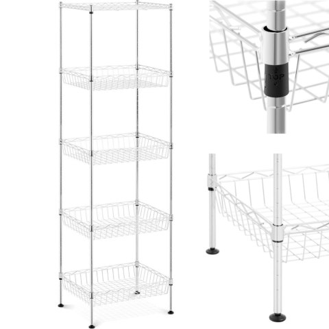 Regał druciany metalowy do magazynu garderoby 5 koszy 45 x 35 x 152 cm do 100 kg Regał druciany metalowy do magazynu garderoby 5 koszy 45 x 35 x 152 cm do 100 kg